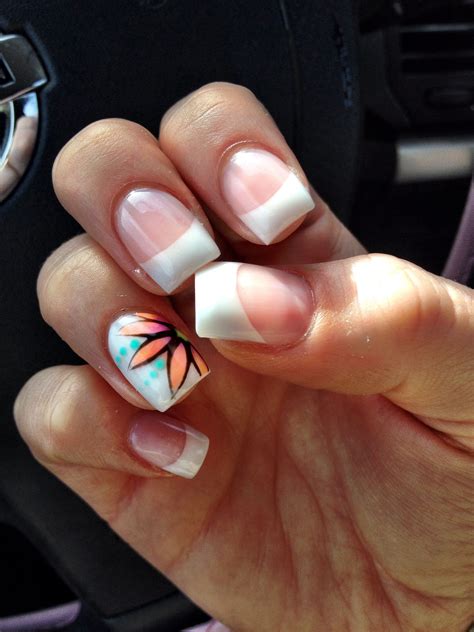 french tip gel nails with design